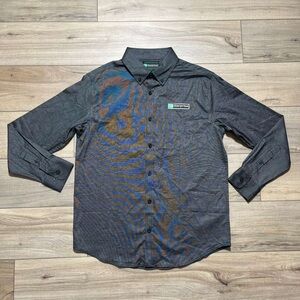 Enterprise Mens Long Sleeve Button Down Employee Shirt Size Large Black & White